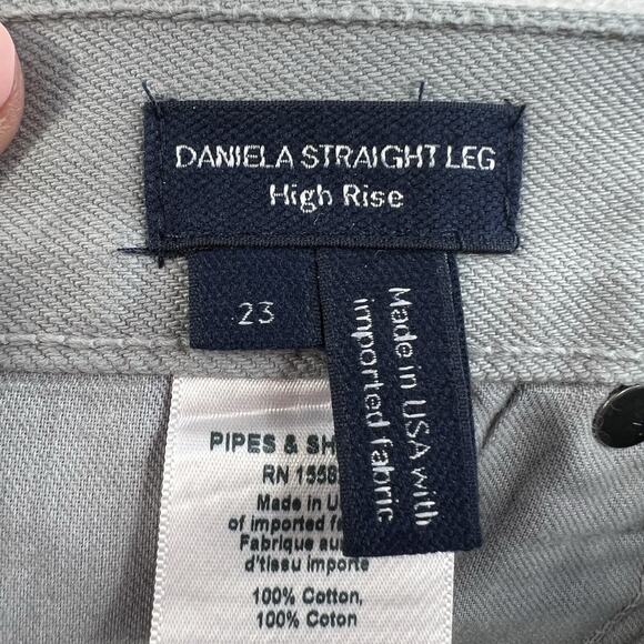 Veronica Beard Sz 23 Daniela Metallic Straight Leg Jean in Light Gunmetal Grunge - Picture 9 of 16